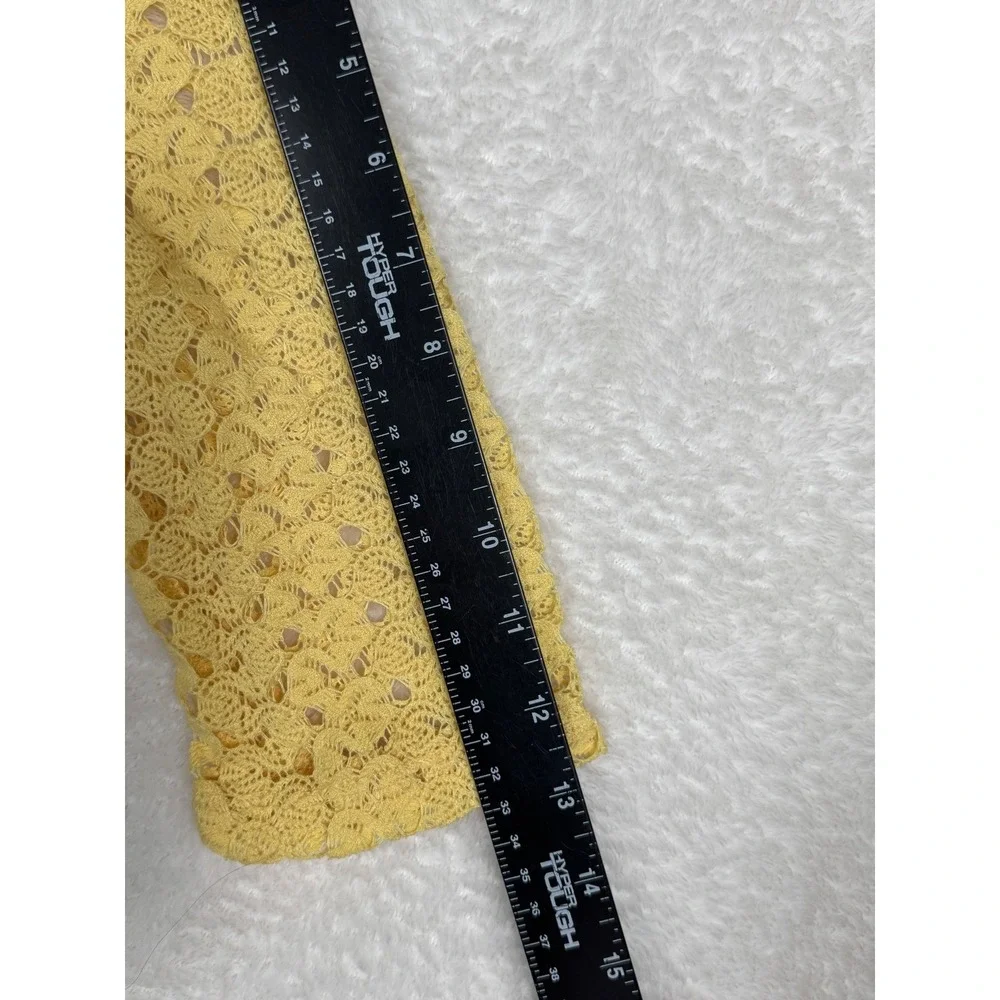 Rabbit Rabbit Rabbit Designs Yellow Crochet Lace Fit and Flare Dress‎ 3/4 Sleeve